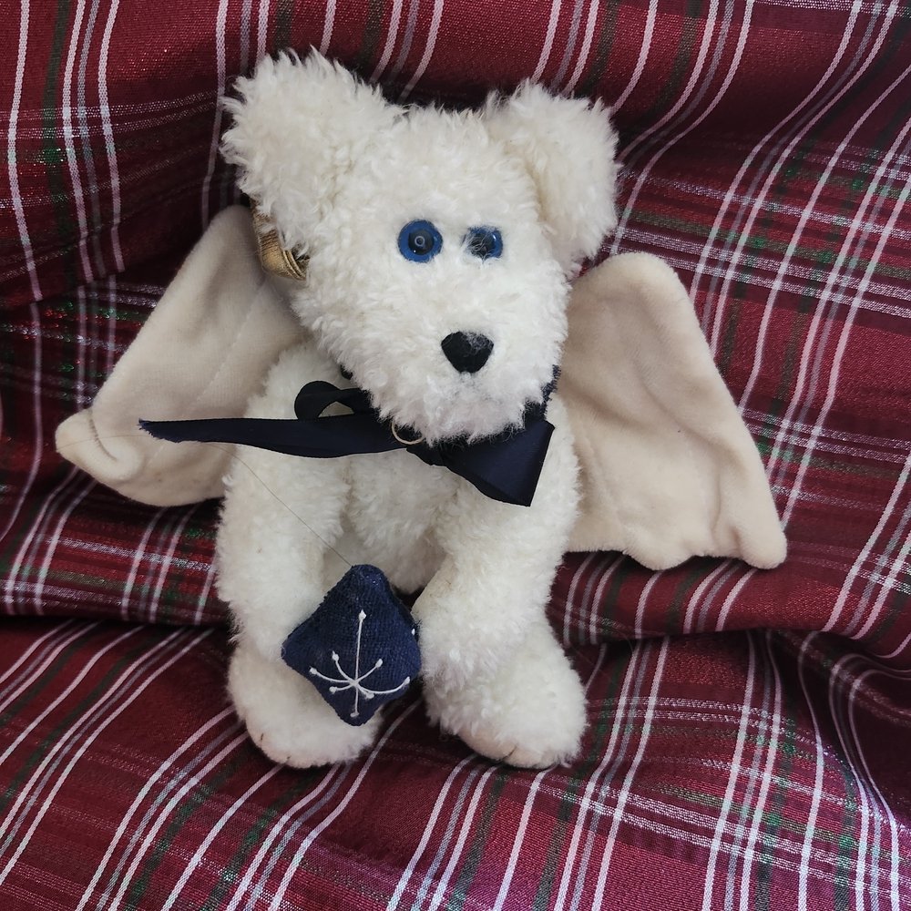 Boyds Bears Cream Angel Bear with Navy Accents; Plush; Vintage; Angel themed